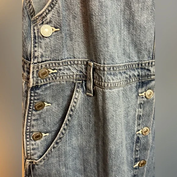 LEVI’S BLUE JEAN LONG SKIRT OVERALLS, size L - Picture 9 of 13